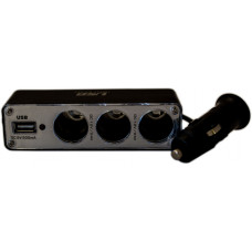 Розгалужувач прикурювача 3 в 1 + 1 USB 12/24 V 0.5 A  VORTEX